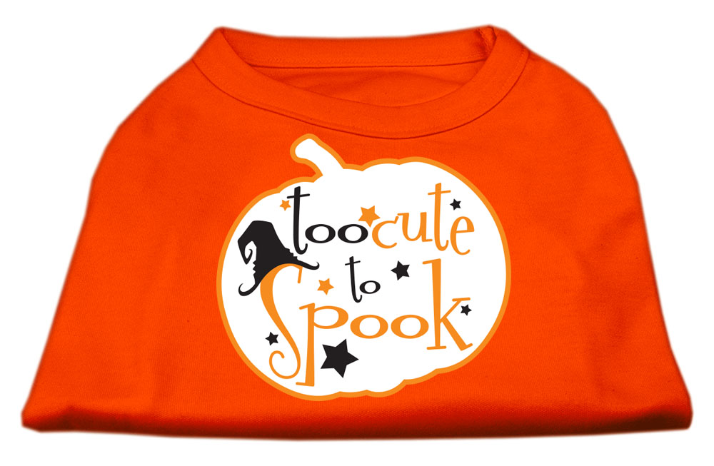 Too Cute to Spook Screen Print Dog Shirt Orange Sm